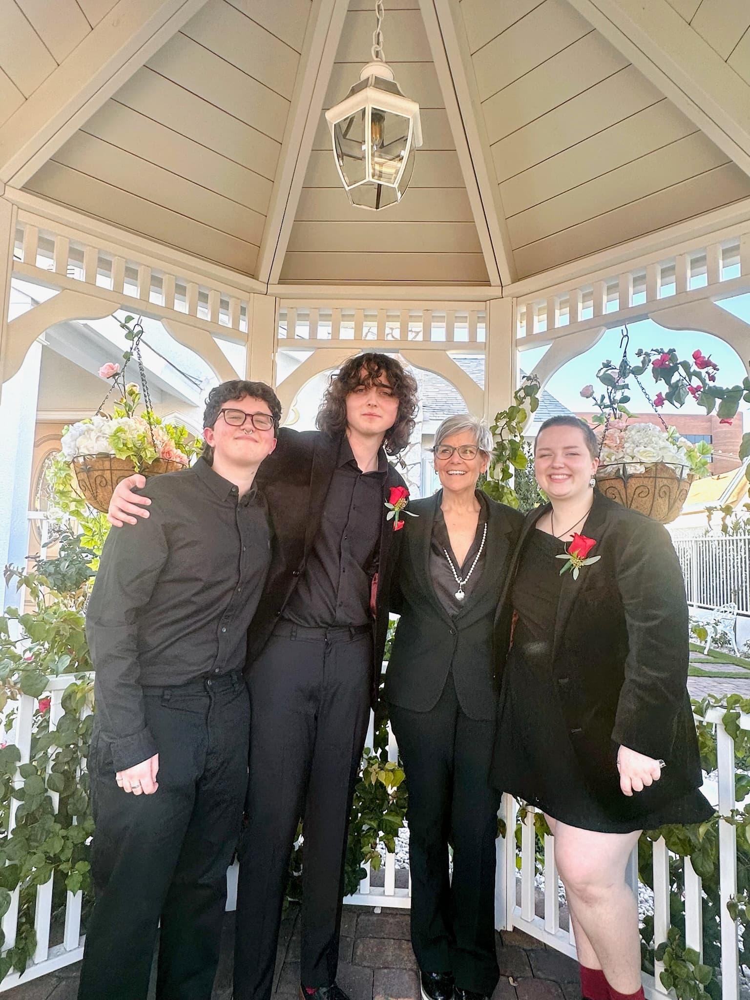 Kids and mom at the gazebo